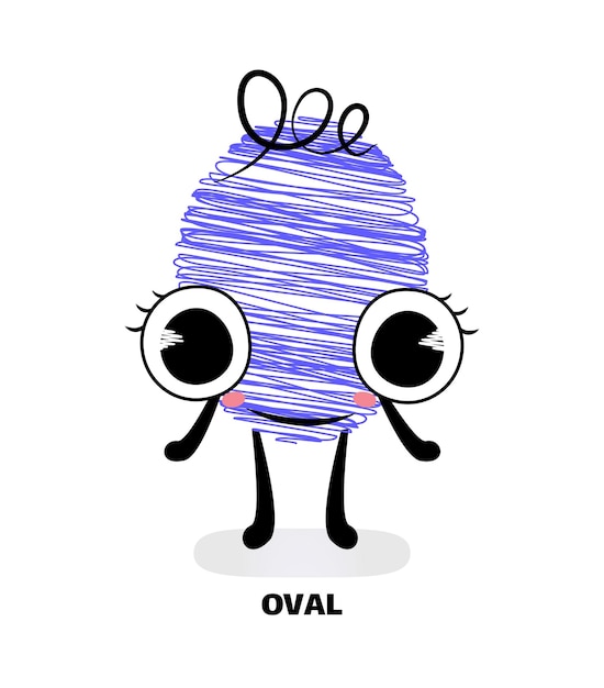 Oval lindo al estilo de dibujos animados Geometría para niños