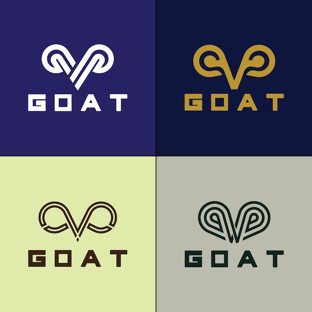 Oveja cabra cuernos idea logo diseño vector icono ilustración Aries zodiac símbolo logos