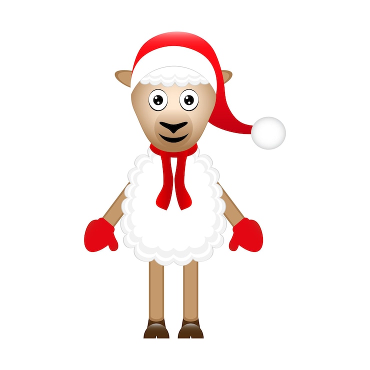 Vector ovejas de año nuevo sobre un fondo blanco.