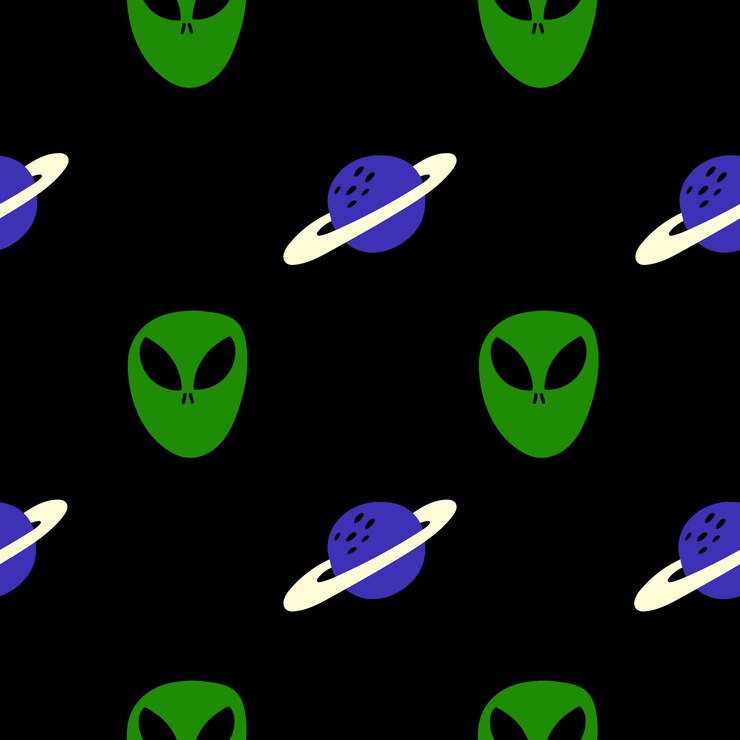 Vector ovni de patrones sin fisuras extranjero y planeta de fondo sin fisuras vector repetir fondo