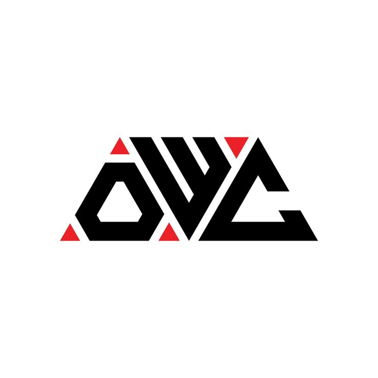 Vector owc diseño de logotipo de letra triangular con forma de triángulo owc diseño del logotipo triangular de monograma owc modelo de logotipo vectorial triangular owc con color rojo owc logotipo triangular simple elegante y lujoso logotipo owc