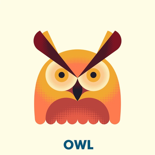 Owl head vector plano de semitono