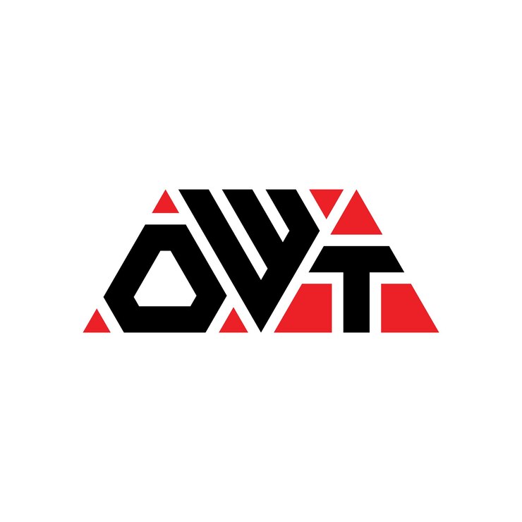 Vector owt diseño de logotipo de letra triangular con forma de triángulo owt diseñador de logotipo triangular monograma owt modelo de logotipo vectorial triangular owt con color rojo owt logotipo triangular simple elegante y lujoso logotipo owt