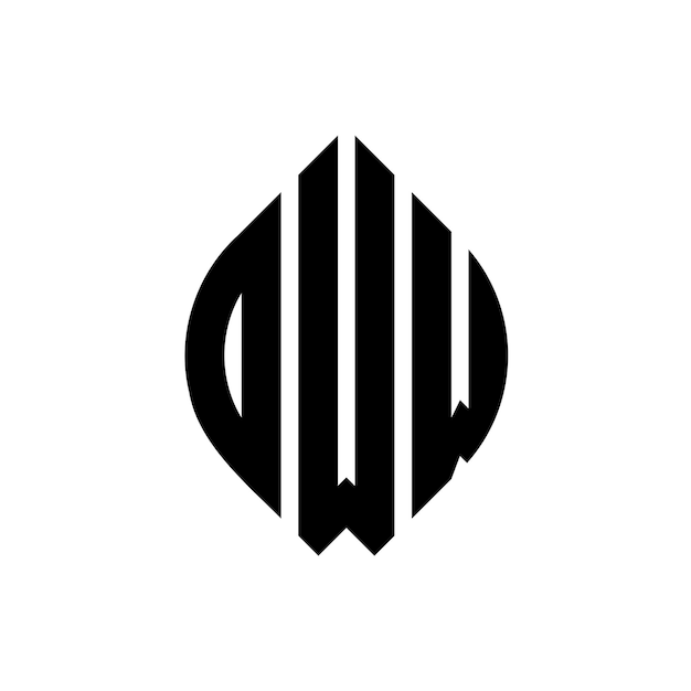 OWW diseño de logotipo de letras circulares con forma de círculo y elipse OWW letras elípticas con estilo tipográfico Las tres iniciales forman un logotipo de círculo OWW emblema de círculo Monograma abstracto letra marca vector