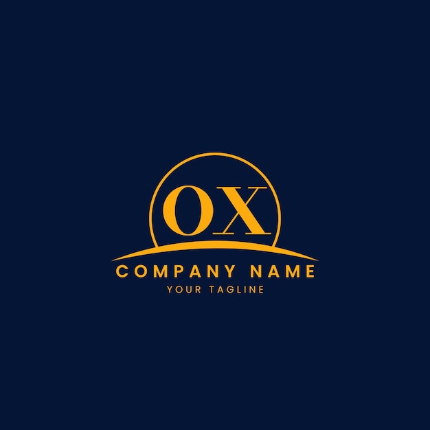 OX Logotipo corporativo minimalista con iniciales y diseño de arco