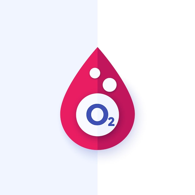 Oxígeno en icono de vector de sangre