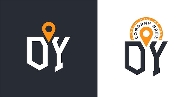 OY Ubicación Logo Bundle Carta OY Logo Iconos de doble vector para el reclutamiento y la navegación