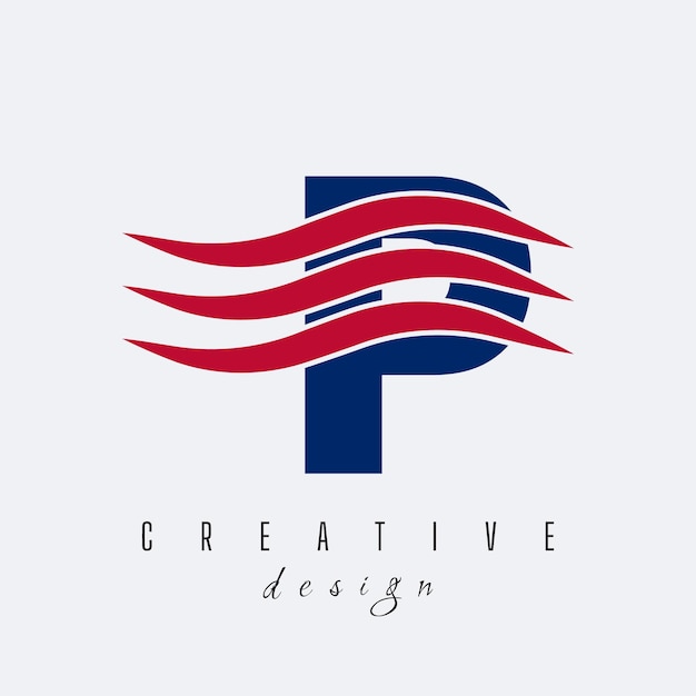 P Concepto de logotipo de diseño de moda Logotipo de icono creativo con ilustración vectorial de ondas de sonido