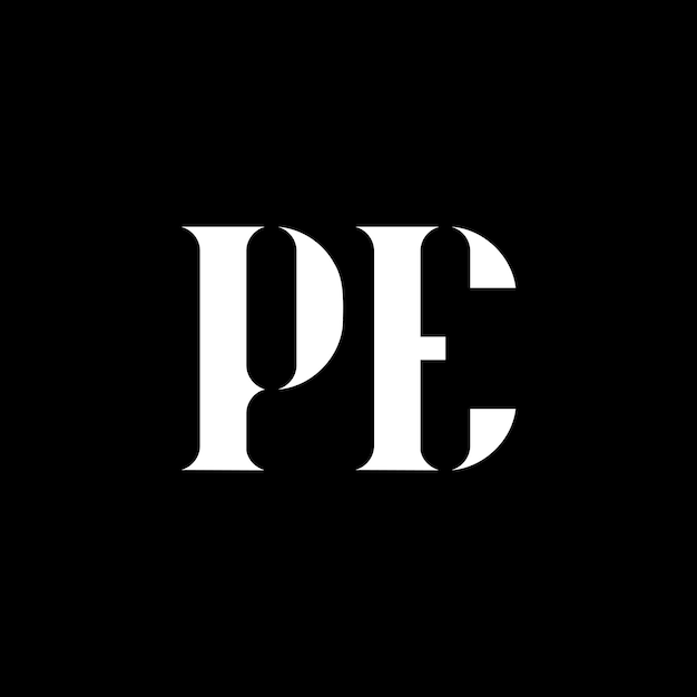 P E letra diseño del logotipo Letra inicial PE mayúscula monograma logotipo color blanco PE logotipo P E diseño PE P E PE