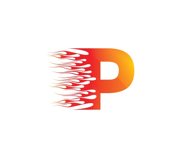 P fuego concepto de diseño de logotipo del alfabeto creativo