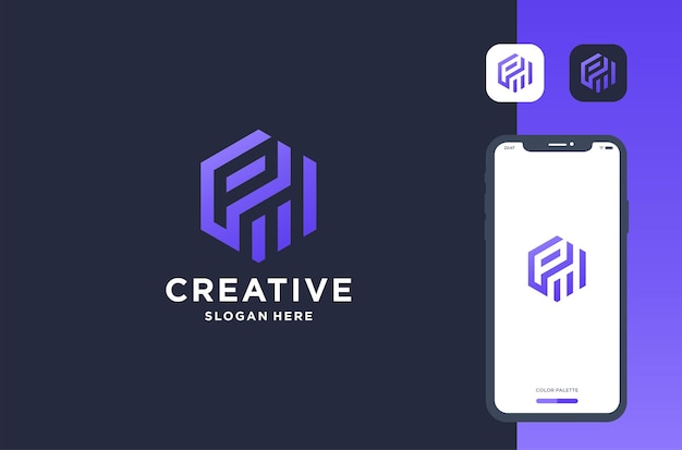 p hexágono con visión diseño de logotipo inspiración de marca de negocio