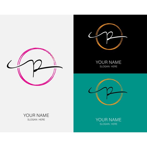 P letra inicial y firma plantilla de belleza del logotipo