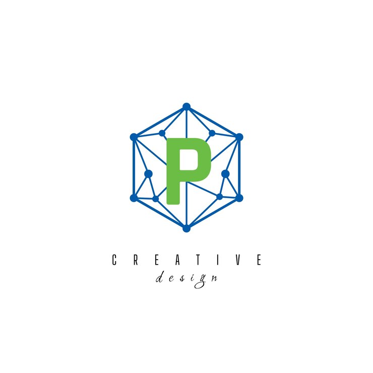 Vector p letra it simple diseño de logotipo de hexágono hexagonal elegante creativo