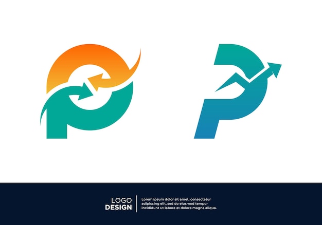 P letra de marketing financiación de inversiones y diseño de logotipo empresarial
