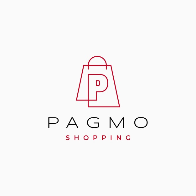 p letra tienda bolsa de compras logotipo vector icono ilustración