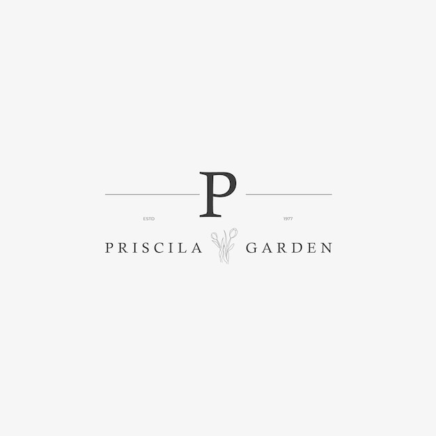 Vector p letter logo con concepto floral creativo para empresa negocio belleza bienes raíces vector premium