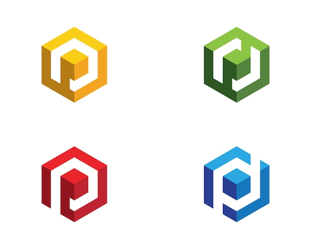 P Logo Hexágono ilustración Icono