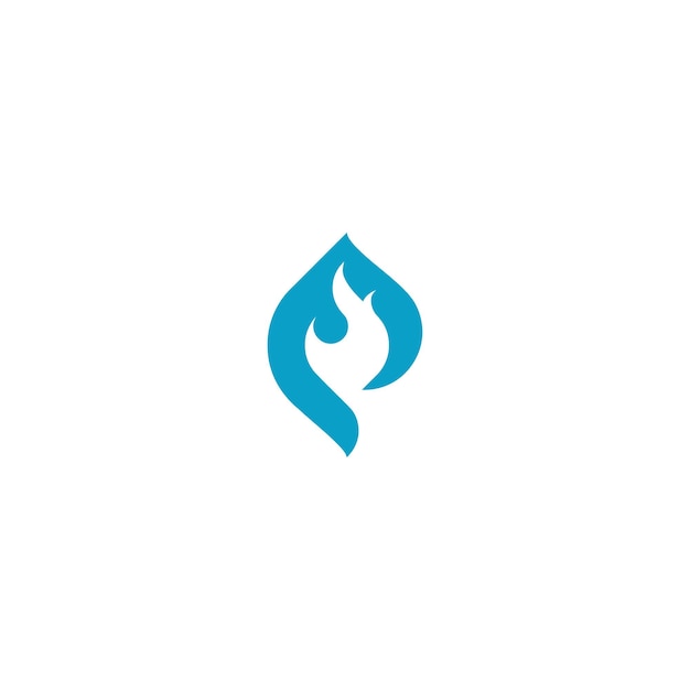 P logotipo de fuego de agua
