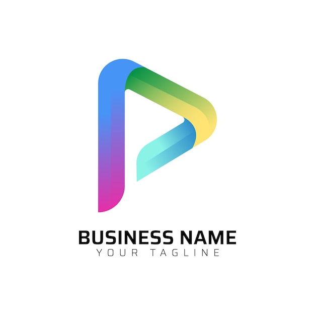 p Logotipo de las letras de gradiente premium