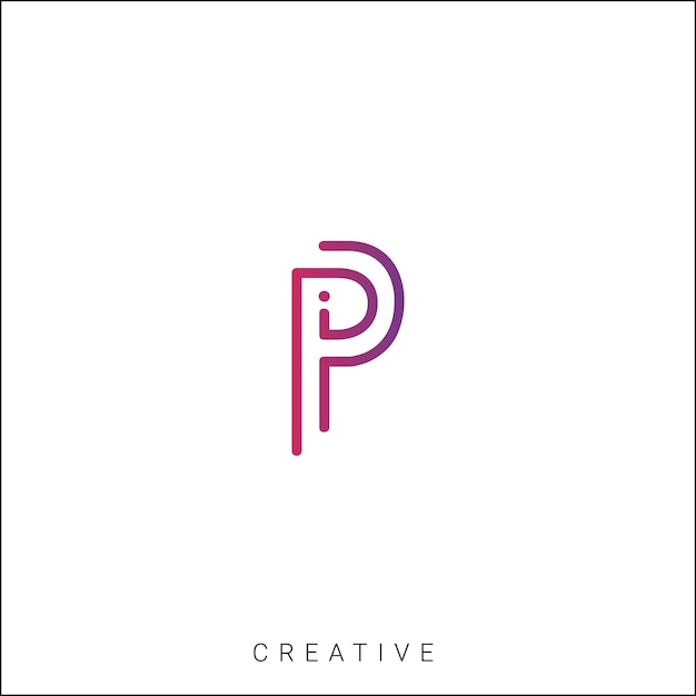 P Logotipo posterior plantilla vectorial monograma colorido símbolo fuente logotipo diseño moderno basado en inicial LOGO