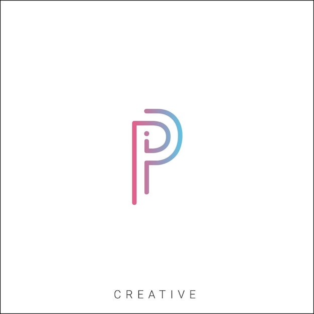 P Logotipo posterior plantilla vectorial monograma colorido símbolo fuente logotipo diseño moderno basado en inicial LOGO