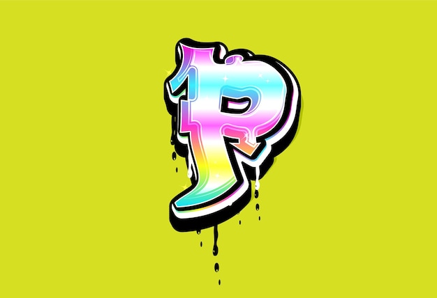 P Pastel Graffiti Alfabeto vector logo