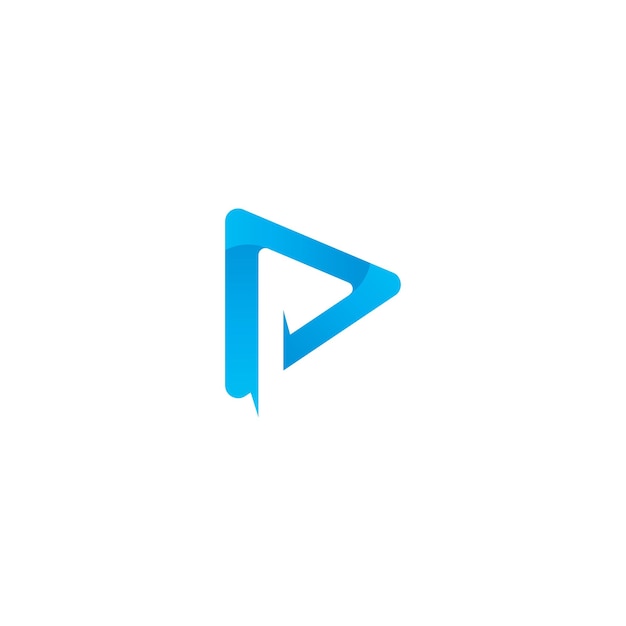 P play botón logo diseño vector de señal