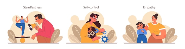 Paciencia establece la calma de la persona que medita y encuentra el equilibrio mental o emocional fuerza psicológica