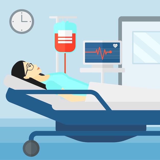 Paciente acostado en la cama de un hospital.