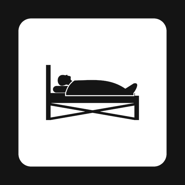 Paciente en cama en el icono del hospital en estilo simple aislado en fondo blanco Símbolo de tratamiento y medicina