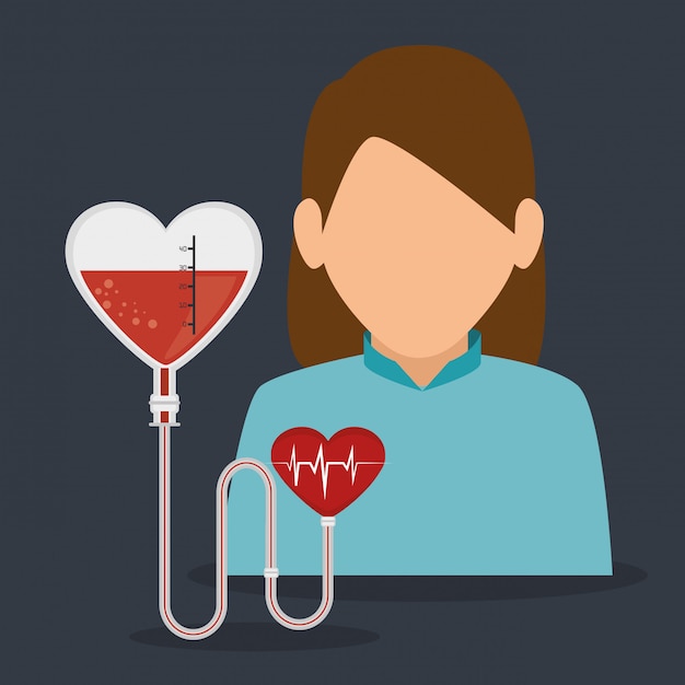 paciente mujer con icono de cardiología