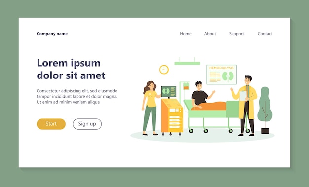 Paciente que recibe tratamiento por enfermedad renal o página de inicio de diálisis