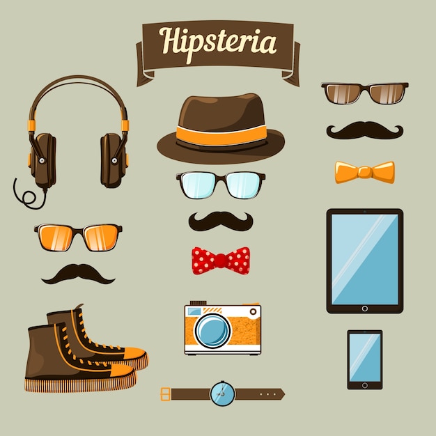 Vector pack de artículos hipster