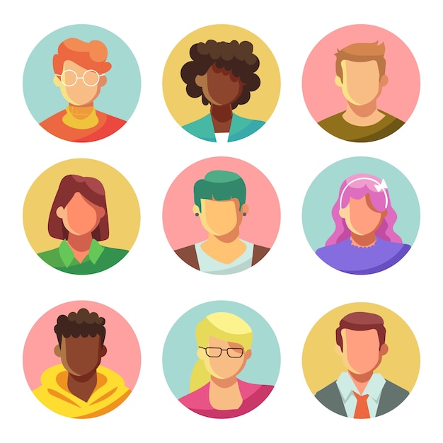 Pack de avatares de personas ilustradas