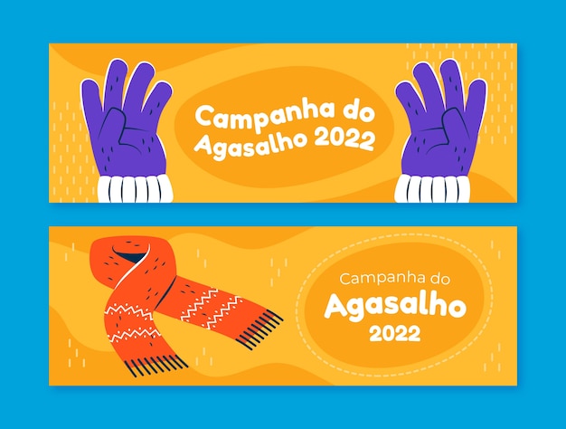 Pack de banners horizontales de campanha do agasalho plana