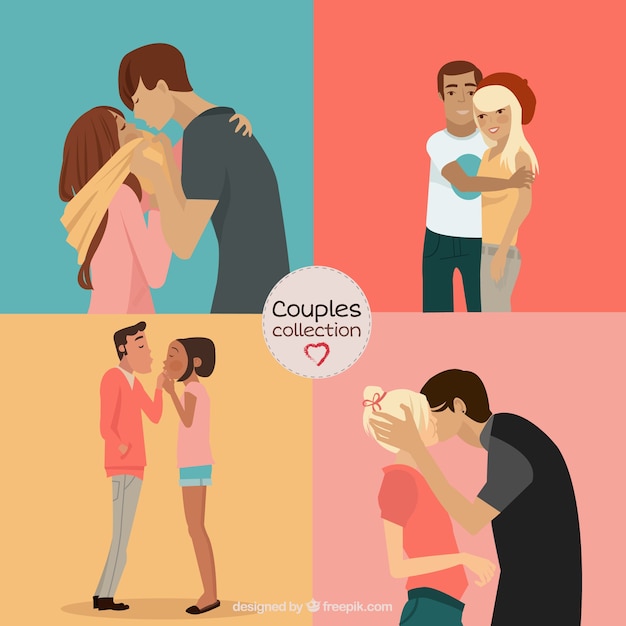 Vector pack de besos de parejas