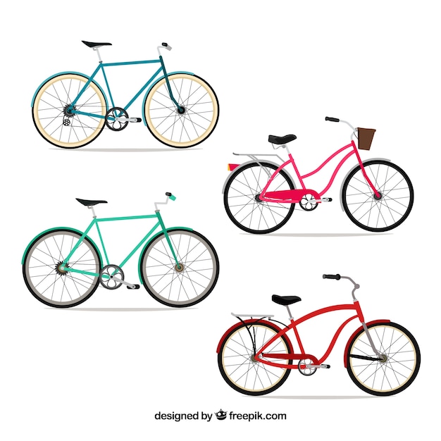 Pack de bicicletas en diseño plano