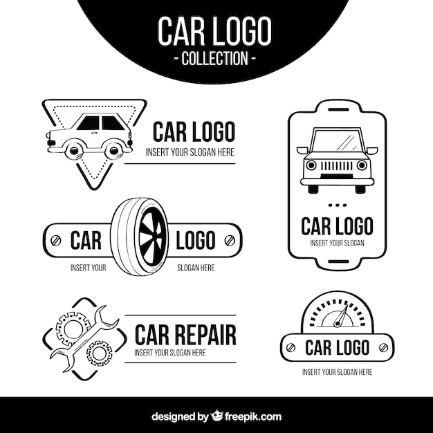 Vector pack blanco y negro de logotipos de coche