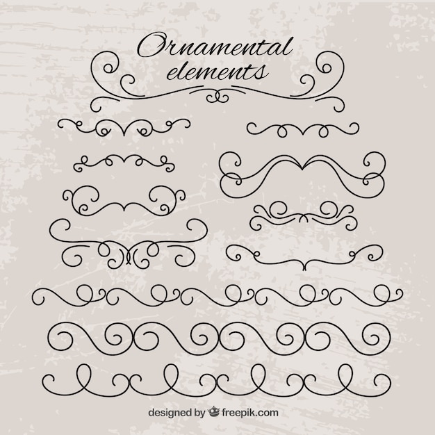 Vector pack de bocetos de elementos ornamentales