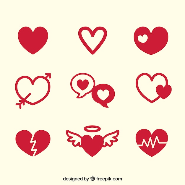 Vector pack de bonitos corazones