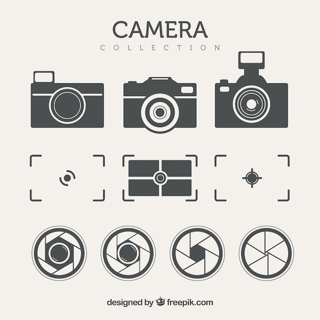 Vector pack de cámaras de fotos y otros elementos en estilo retro