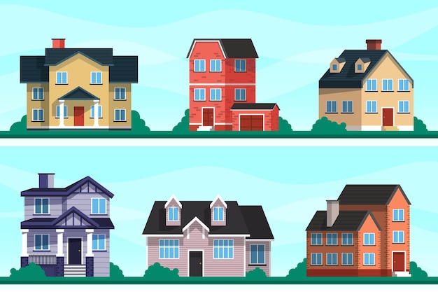 Vector pack de casas modernas ilustradas