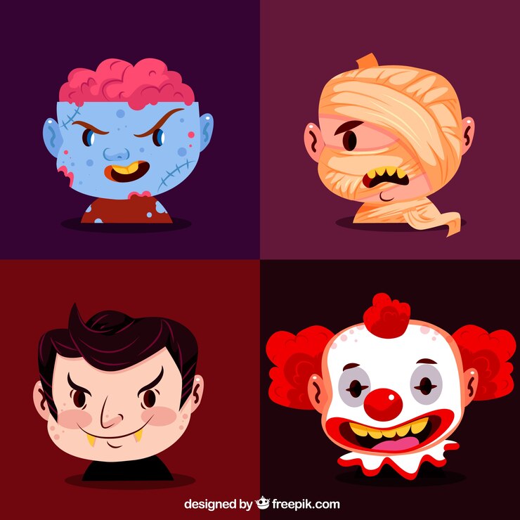 Vector pack clásico de disfraces de halloween