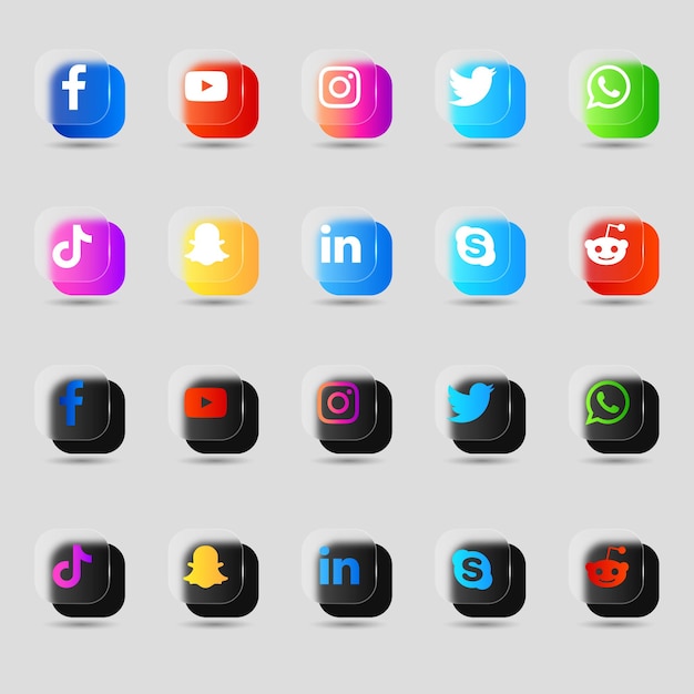 Pack de colección 3d de logotipos e iconos de redes sociales