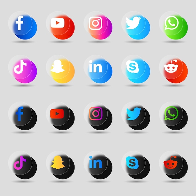 Vector pack de colección 3d de logotipos e iconos de redes sociales