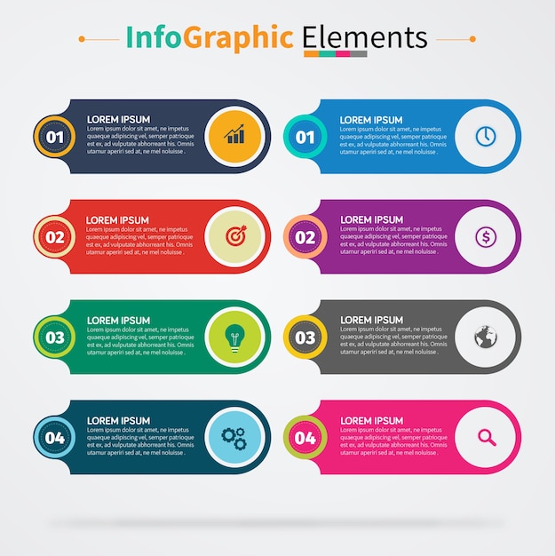 Pack de coloridos elementos de infografía