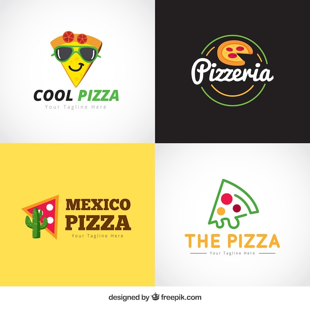 Vector pack de creativos logotipos de pizza