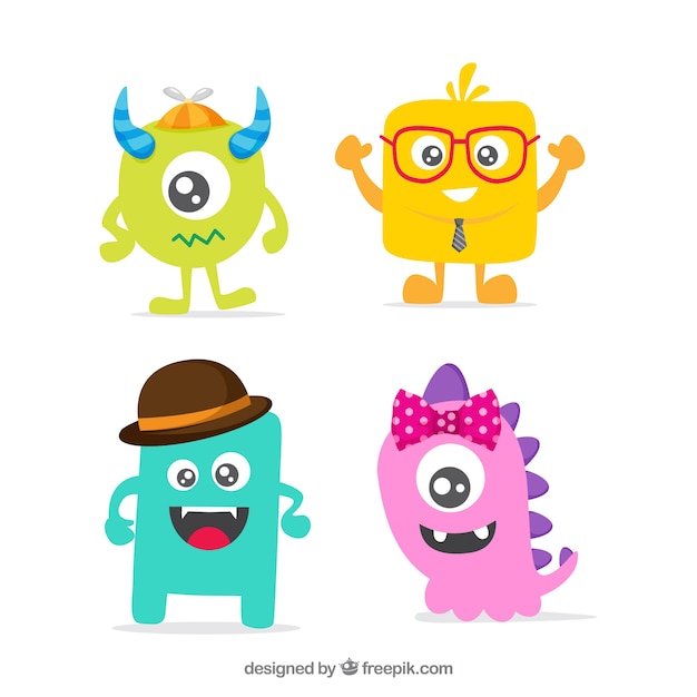 Vector pack de cuatro monstruos