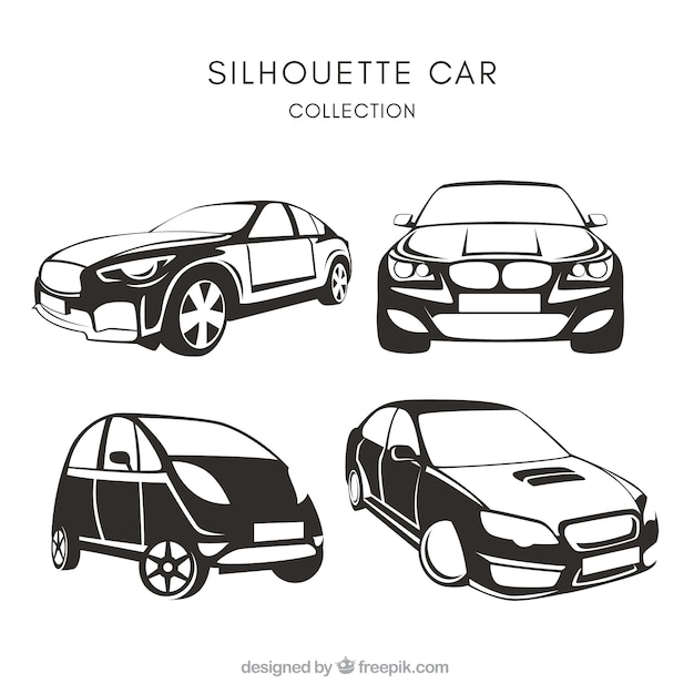 Pack de cuatro siluetas de coches