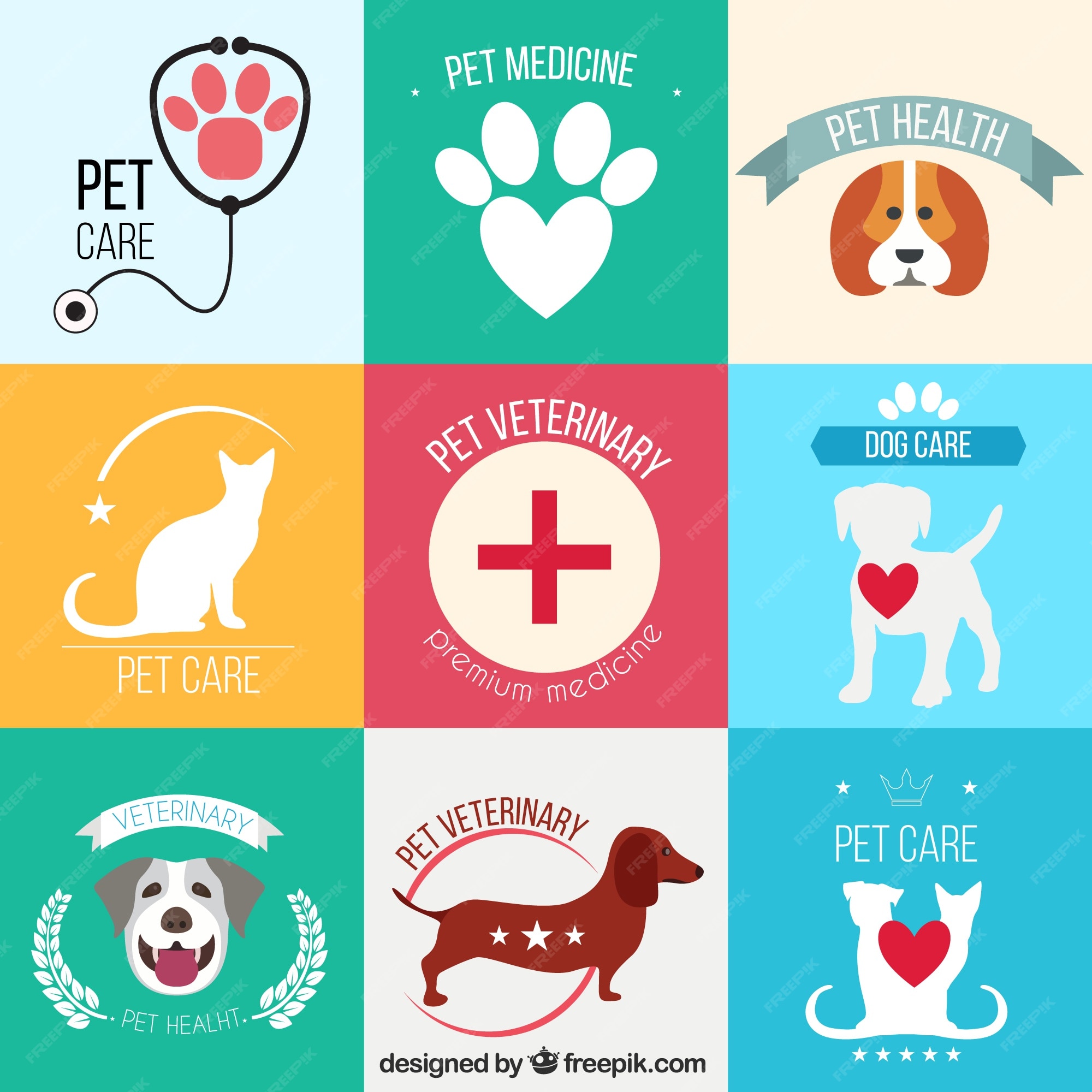 Pack de dibujos de veterinario de mascotas | Vector Premium